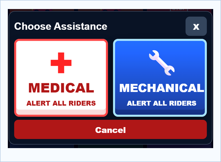 Clear Request Assistance choices for Medical and Mechanical alerts